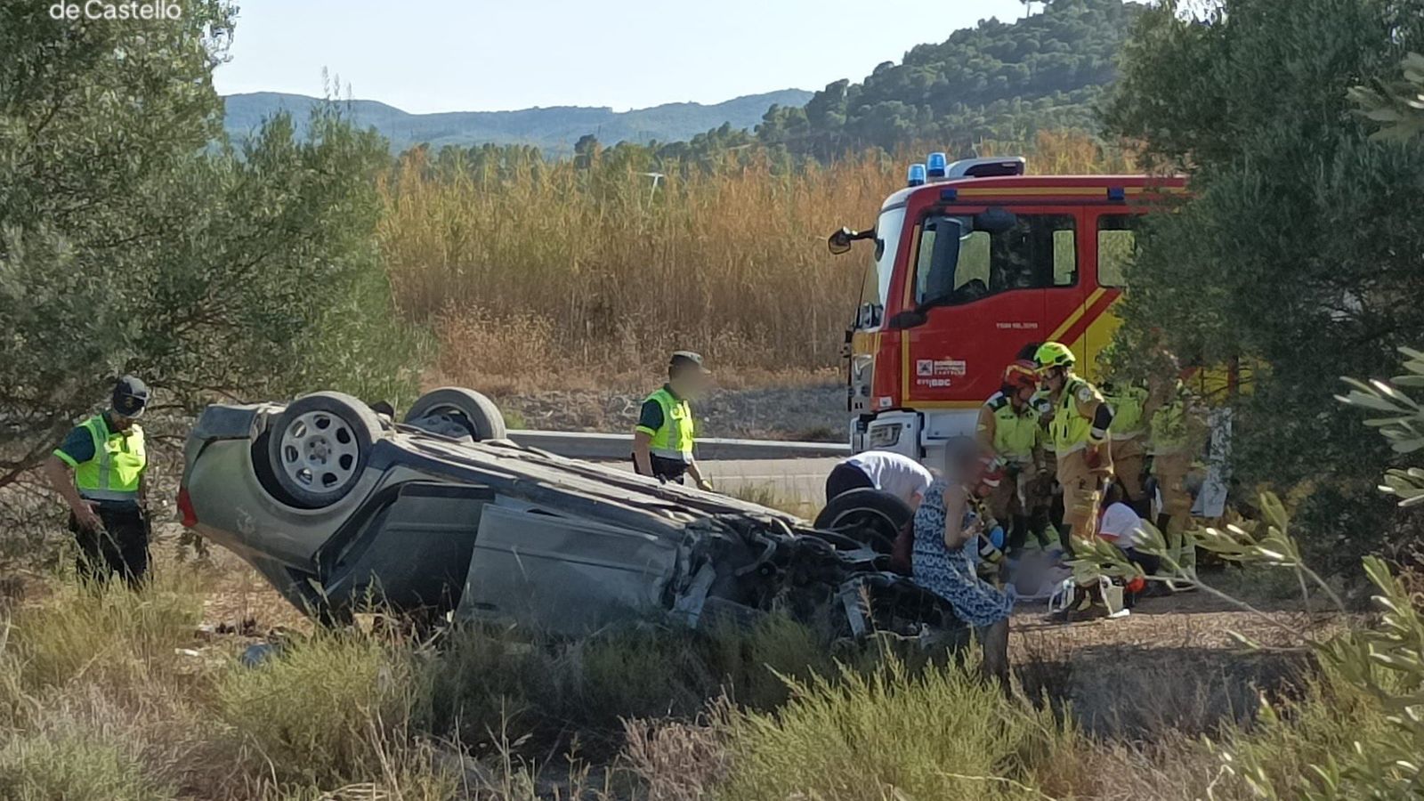 El cotxe accidentat a l'A-23