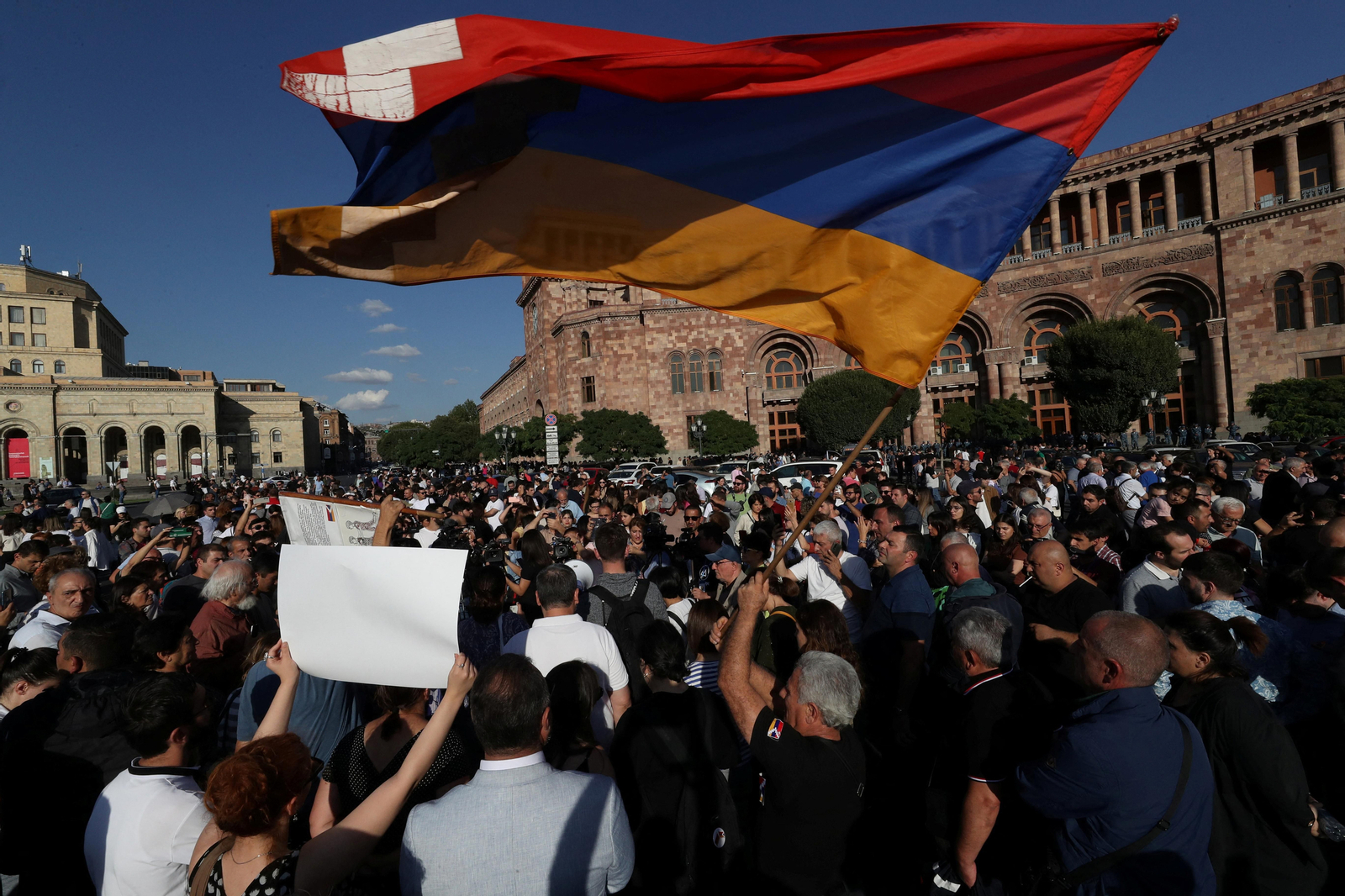 Protesta a Yerevan (Armènia) després dels atacs de l'Azerbaidjan