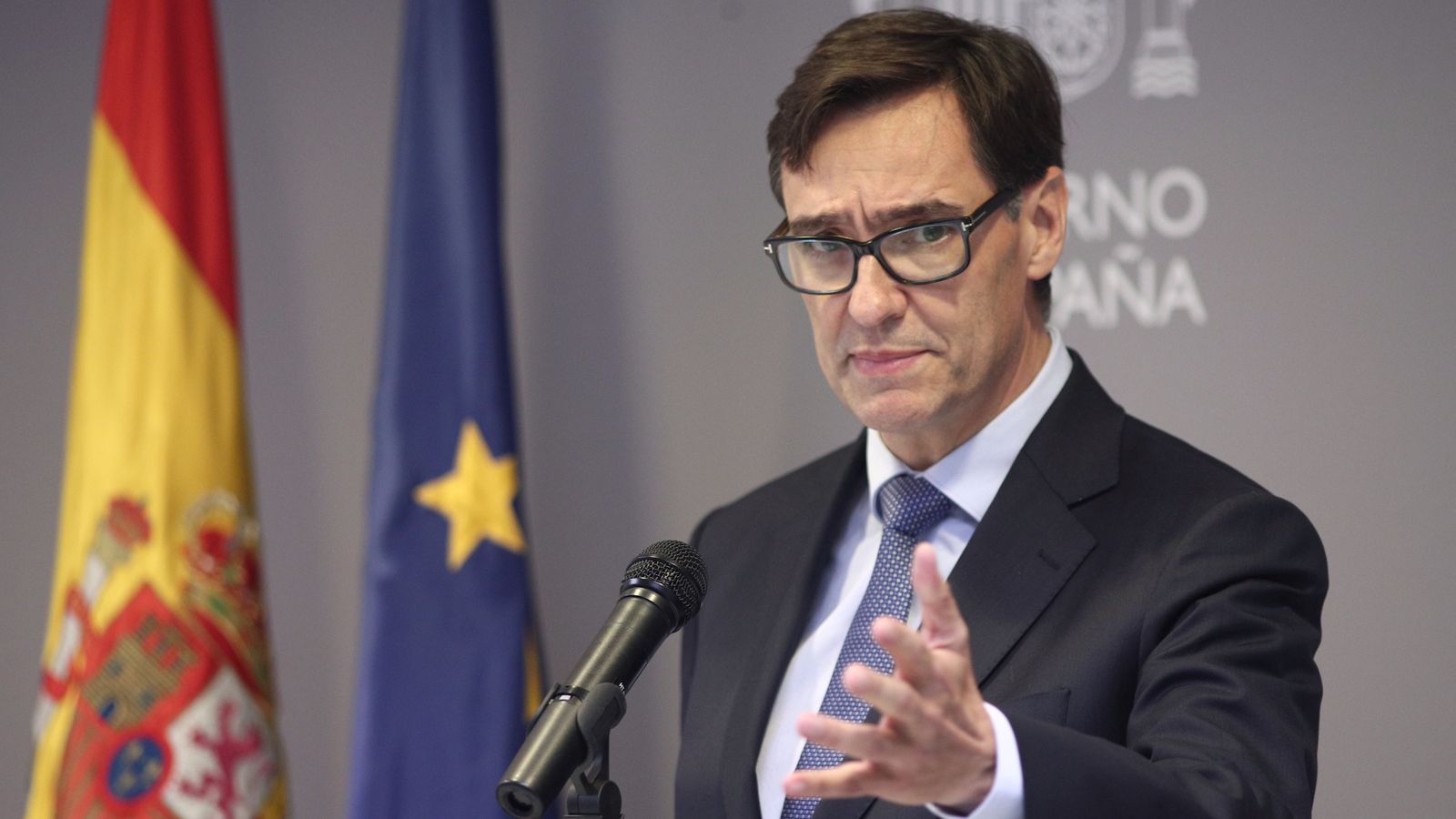 El ministre de Sanitat, Salvador Illa, durant la roda de premsa