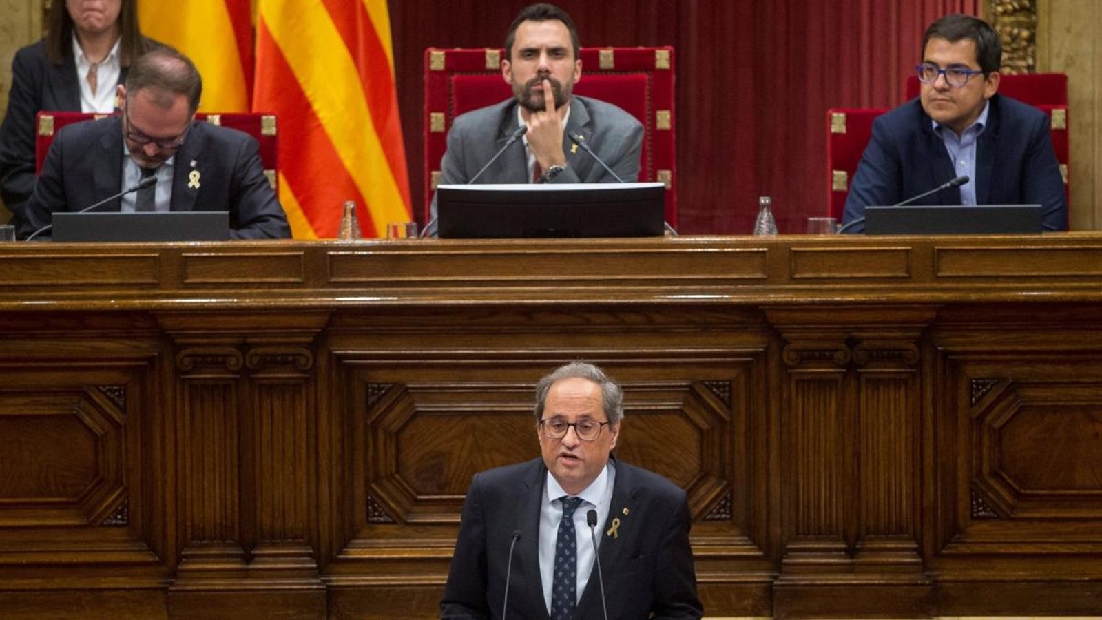 Quim Torra, durant la seua intervenció en el debat de política general