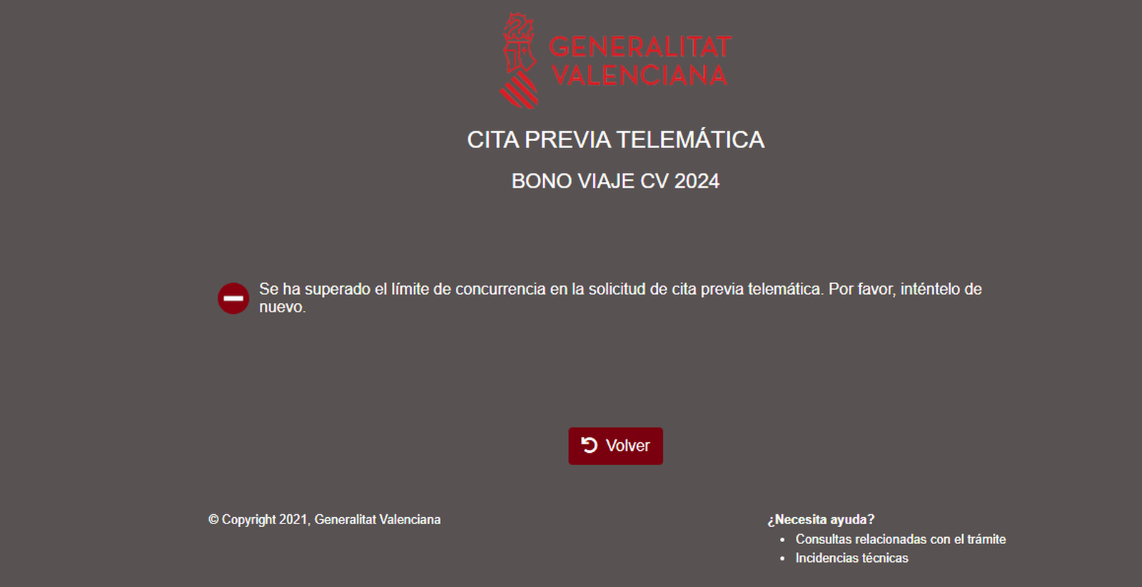 Incidència en el portal per a sol·licitar la inscripció al Bo Viatge