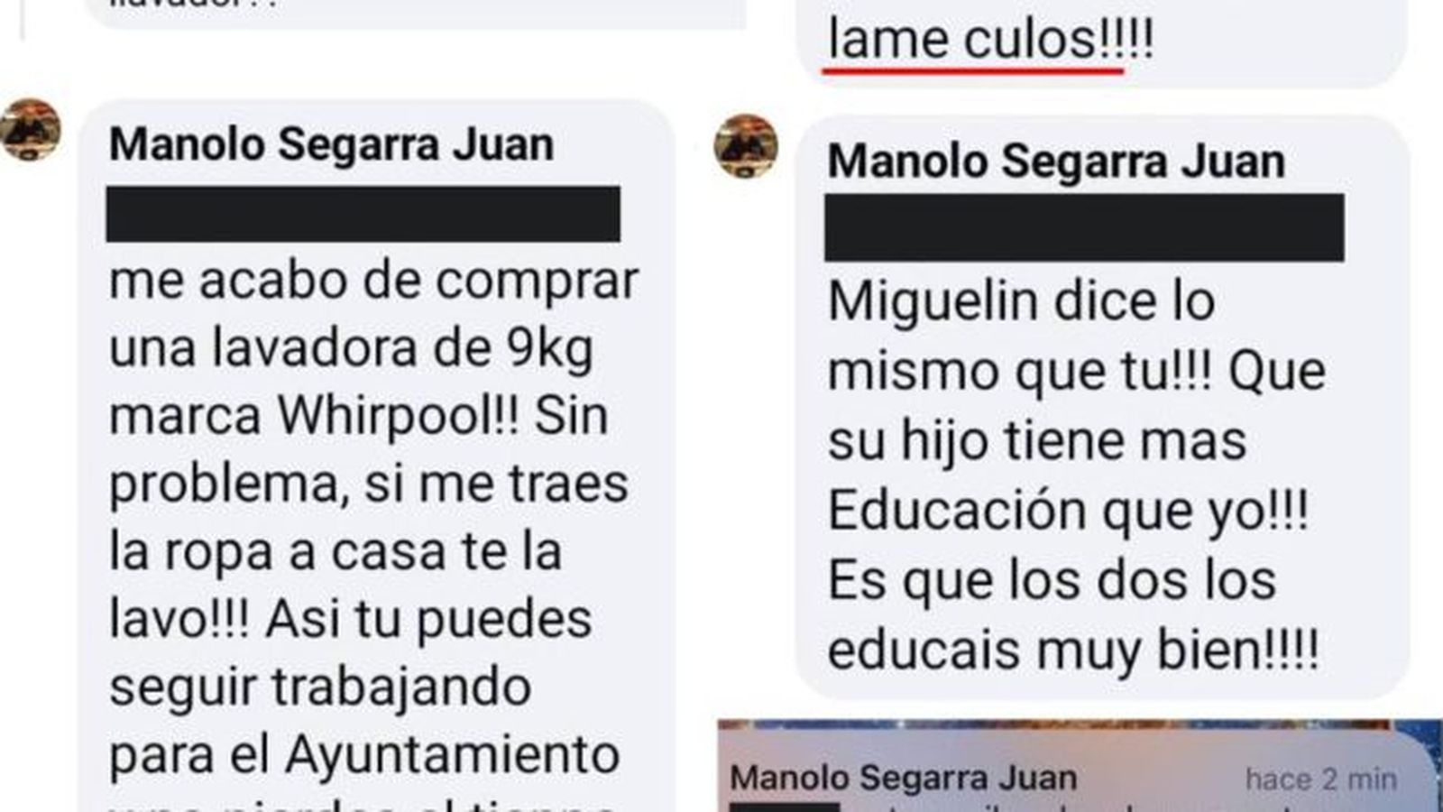 Comentaris masclistes de Manolo Segarra en xarxes socials