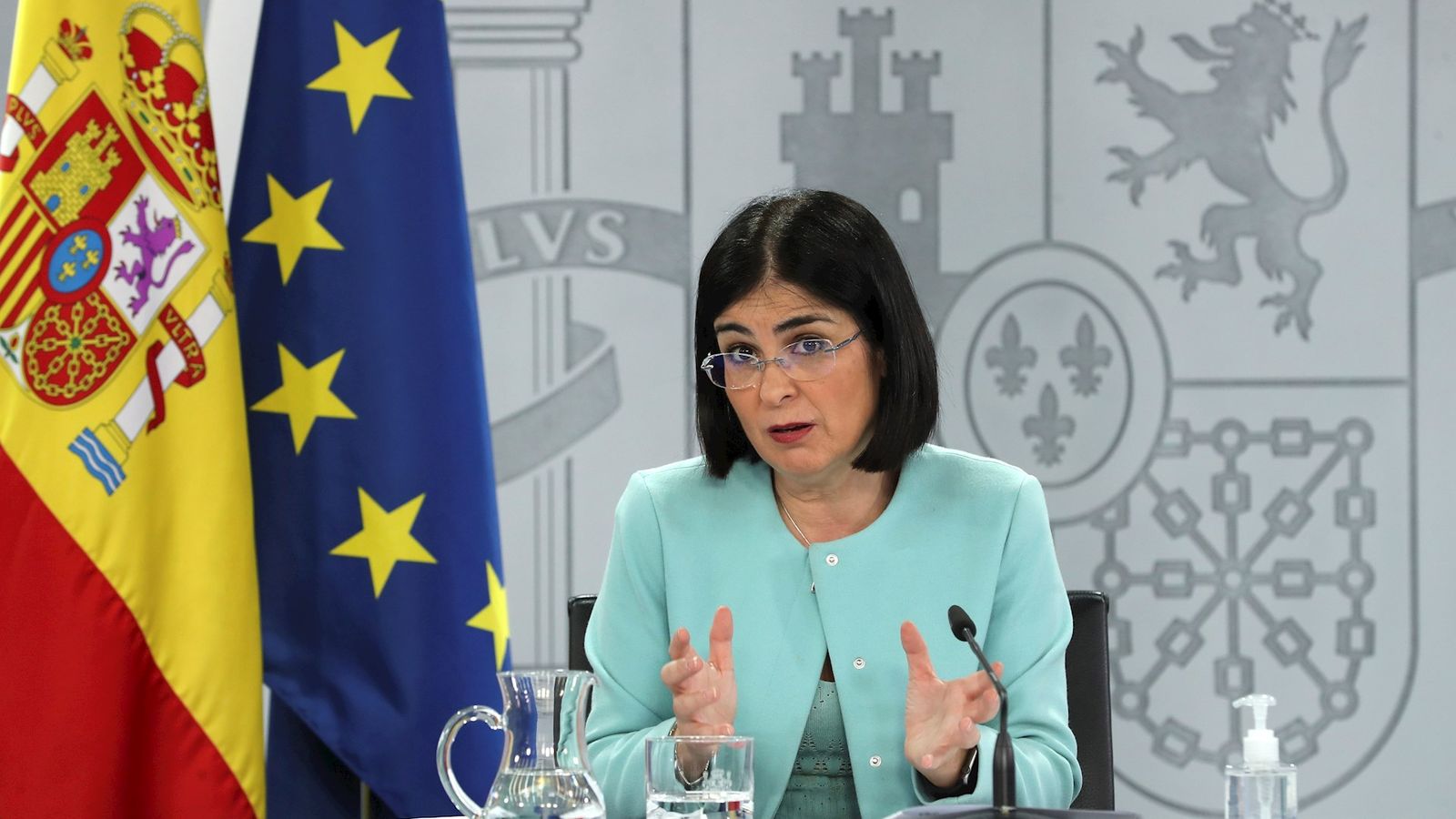 La ministra de Sanitat, Carolina Darias, durant la roda de premsa oferida després del Consell Interterritorial de Sanitat, aquest dimecres