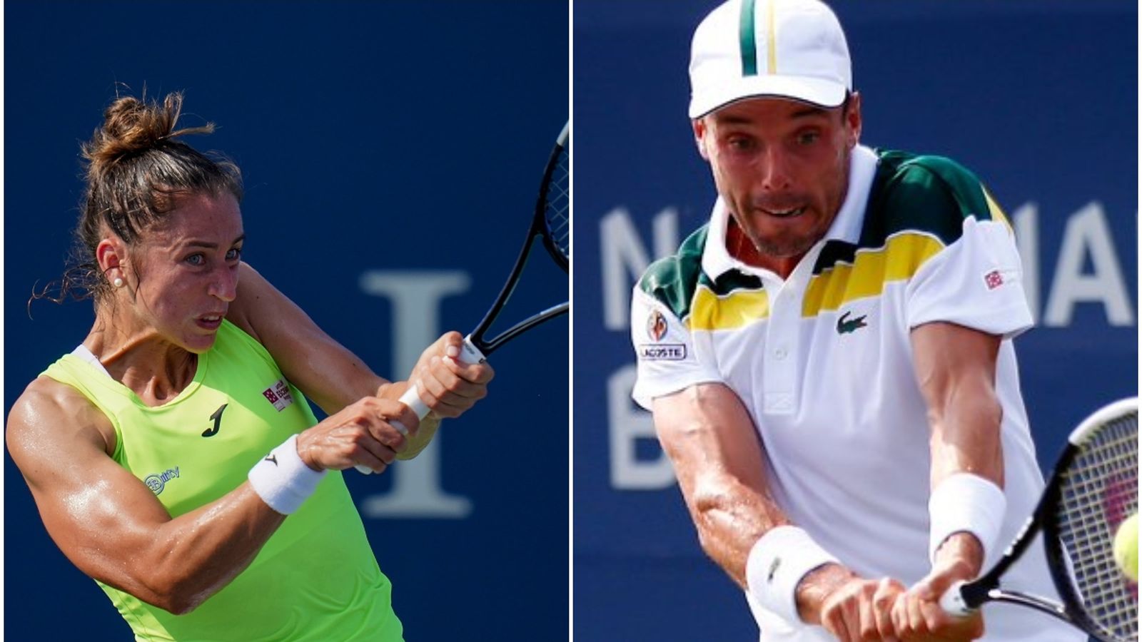 Sara Sorribes i Roberto Bautista, durant els seus respectius partits