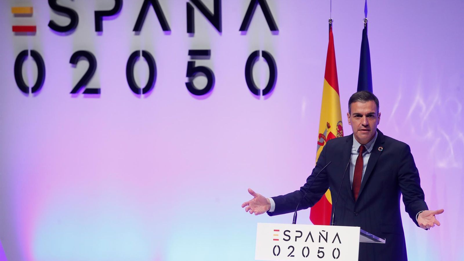 El president espanyol, Pedro Sánchez, durant la presentació del pla Espanya 2050
