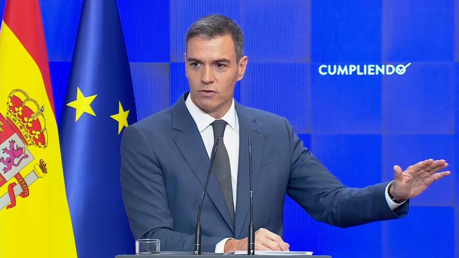 El president del govern espanyol, Pedro Sánchez, en un moment de la seua intervenció