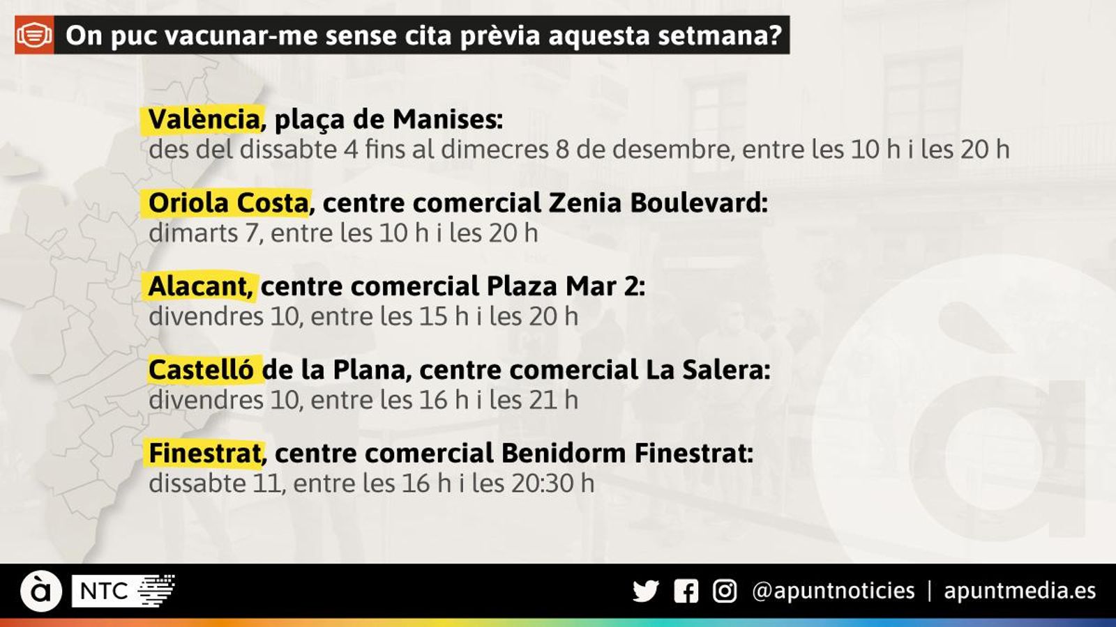 On puc vacunar-me sense cita prèvia aquesta setmana?