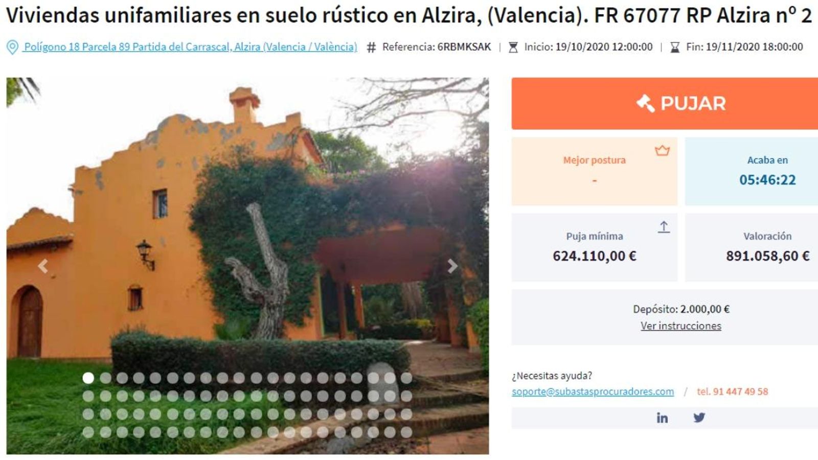 Detalls de la subhasta de la propietat