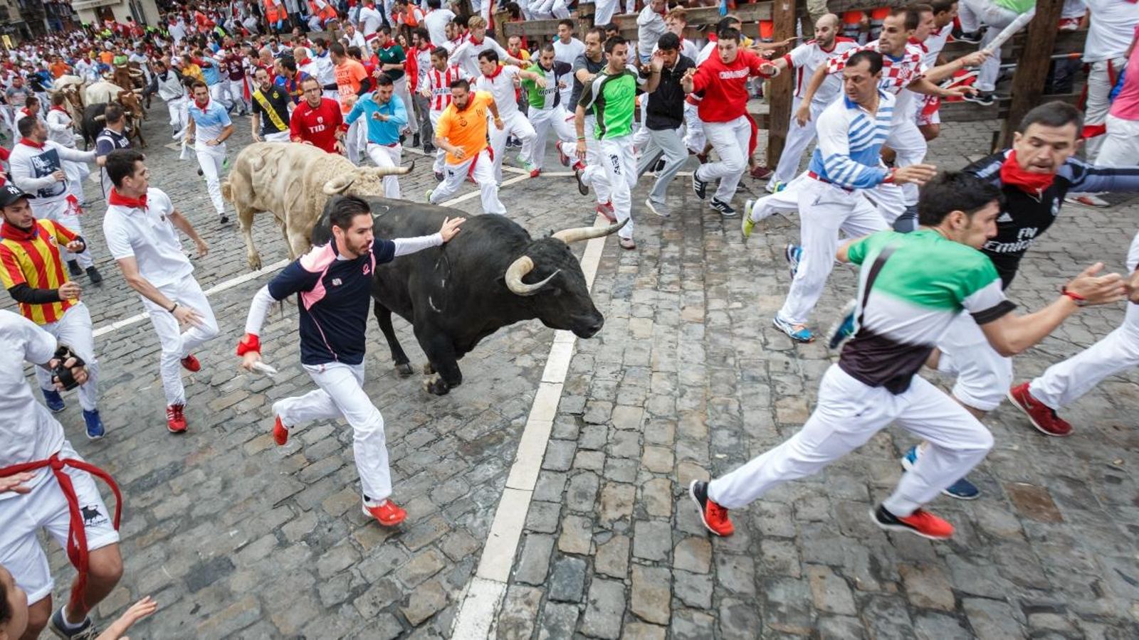Un encierro de Sant Fermí l'any 2017