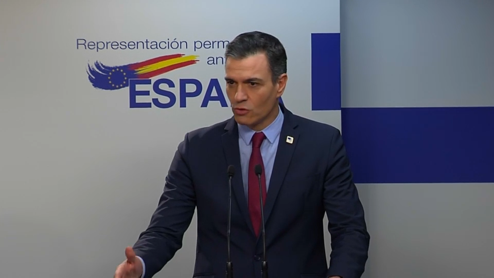El president del govern espanyol, Pedro Sánchez, durant la conferència de premsa posterior a la reunió de la Comissió Europea