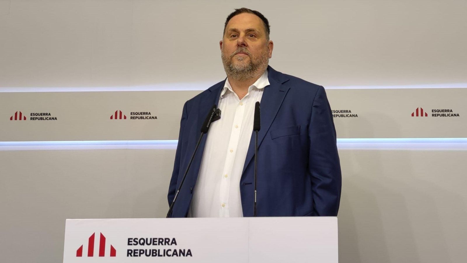 El president d'ERC, Oriol Junqueras, en roda de premsa