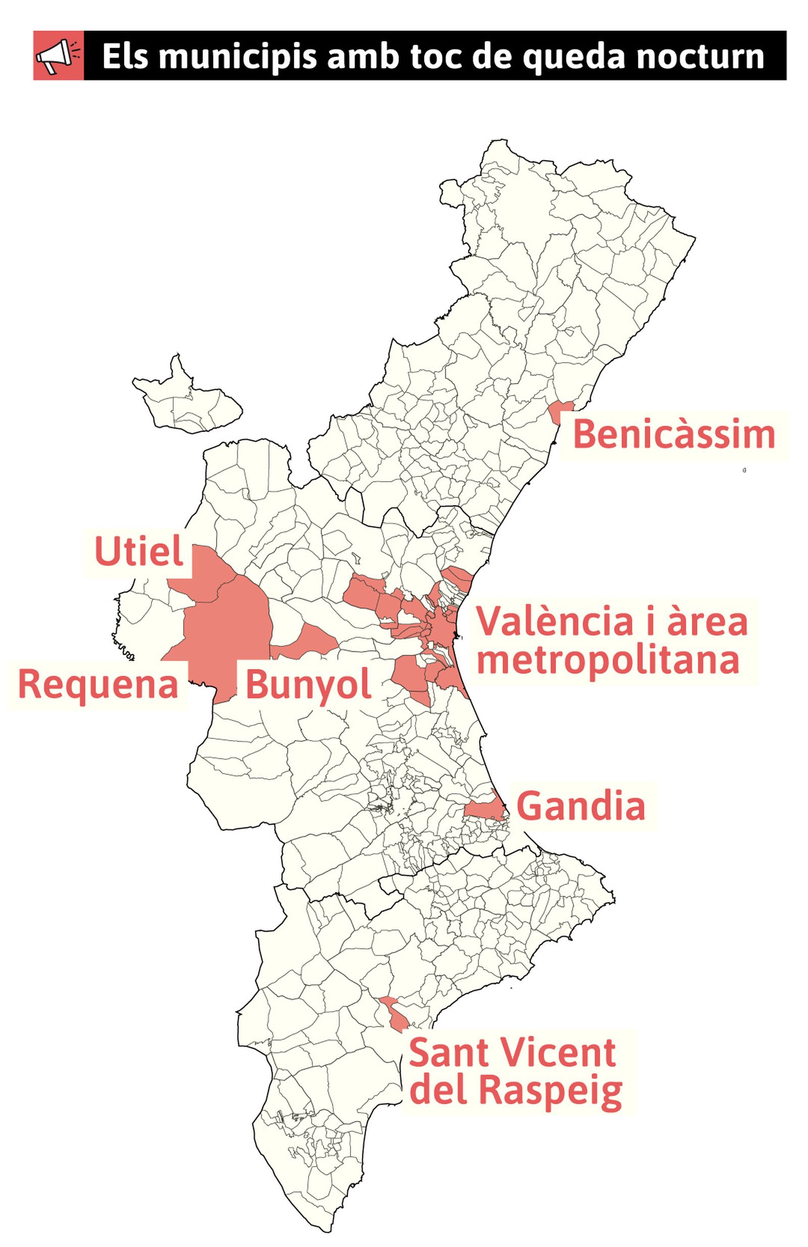 Els municipis valencians amb toc de queda nocturn