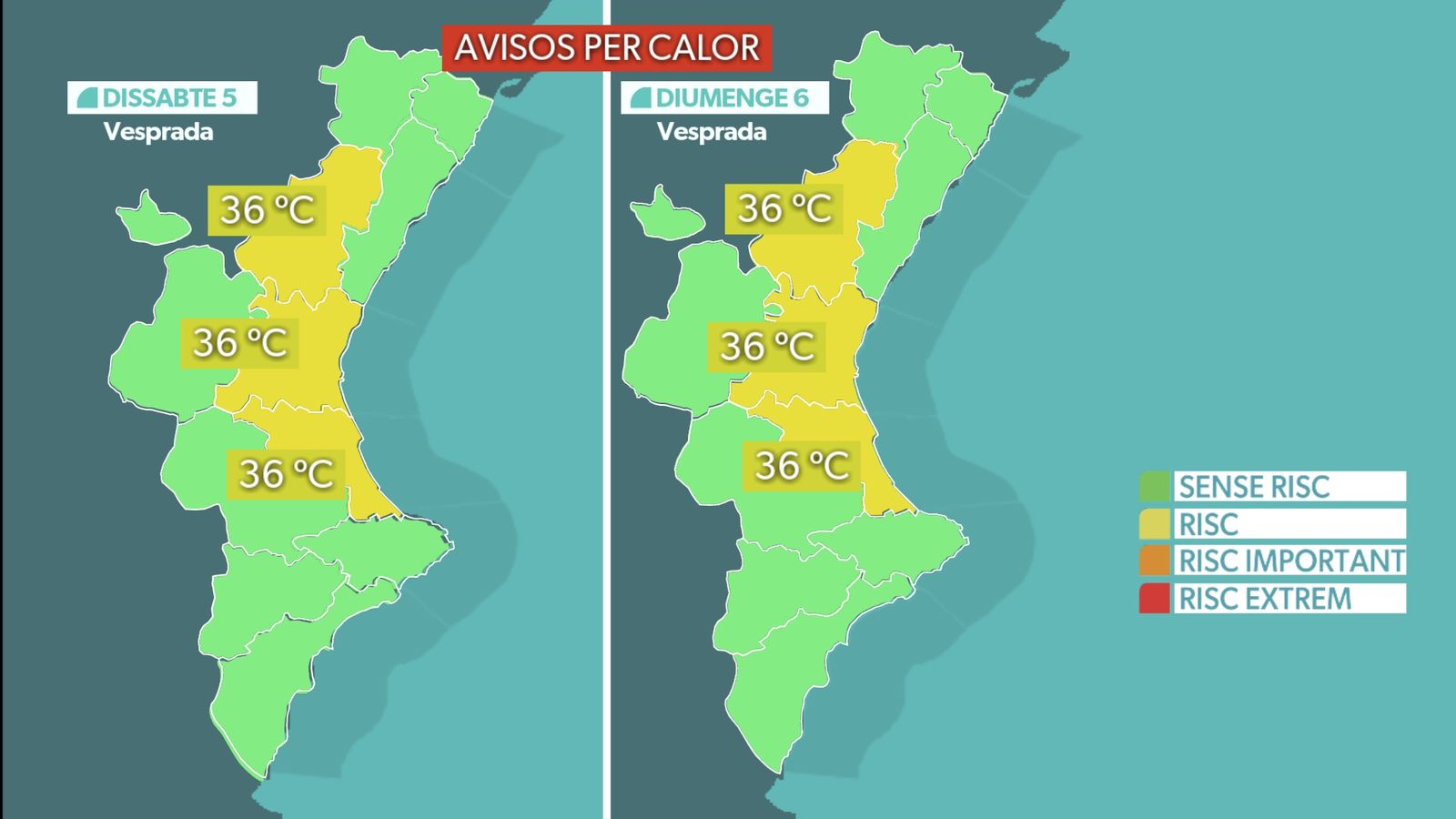 AVISOS PER CALOR CAP DE SETMANA