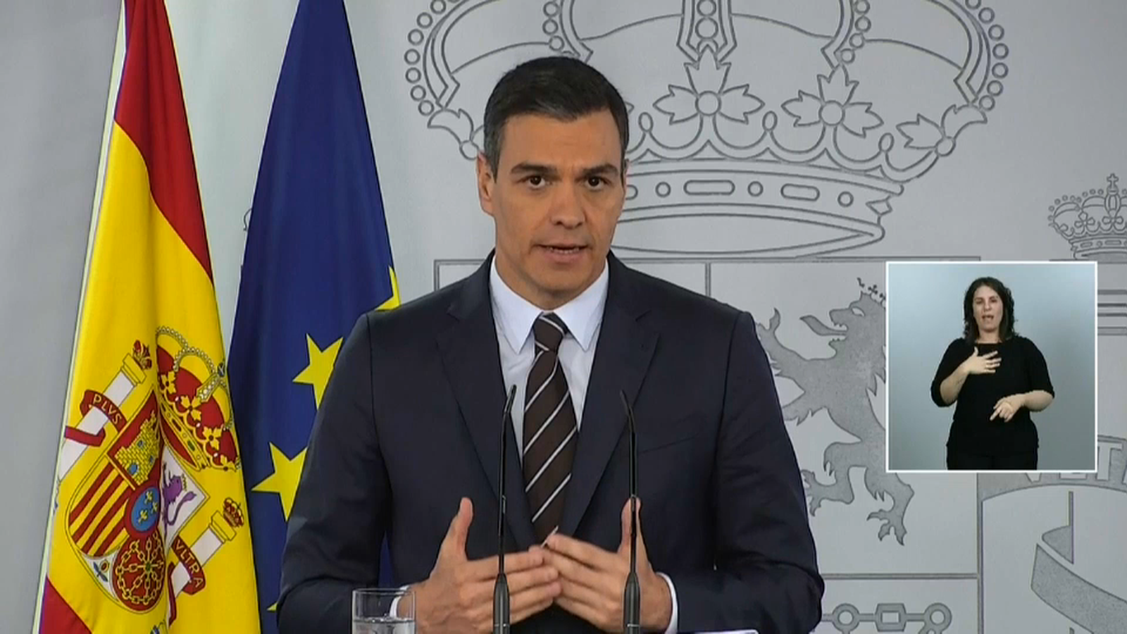 El president Pedro Sánchez, en la compareixença d'aquest diumenge