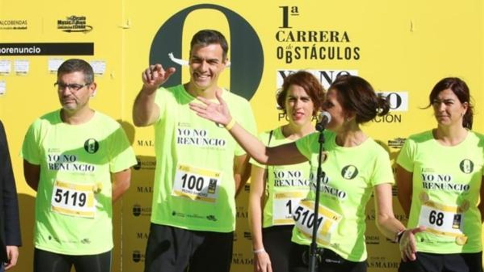 El president del govern espanyol, PEdro Sáncehz, abans de participar en la cursa per la conciliació 'Jo no renuncie'