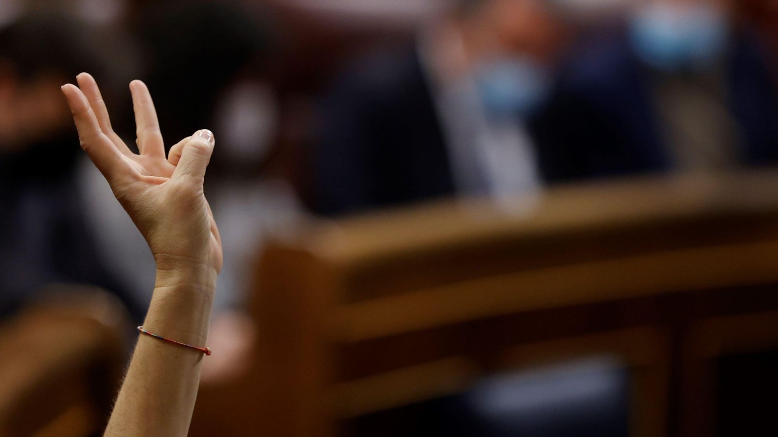 Una diputada vota en el ple del Congrés en una imatge d'arxiu Una diputada vota en el ple del Congrés dels Diputats en una imatge d'arxiu