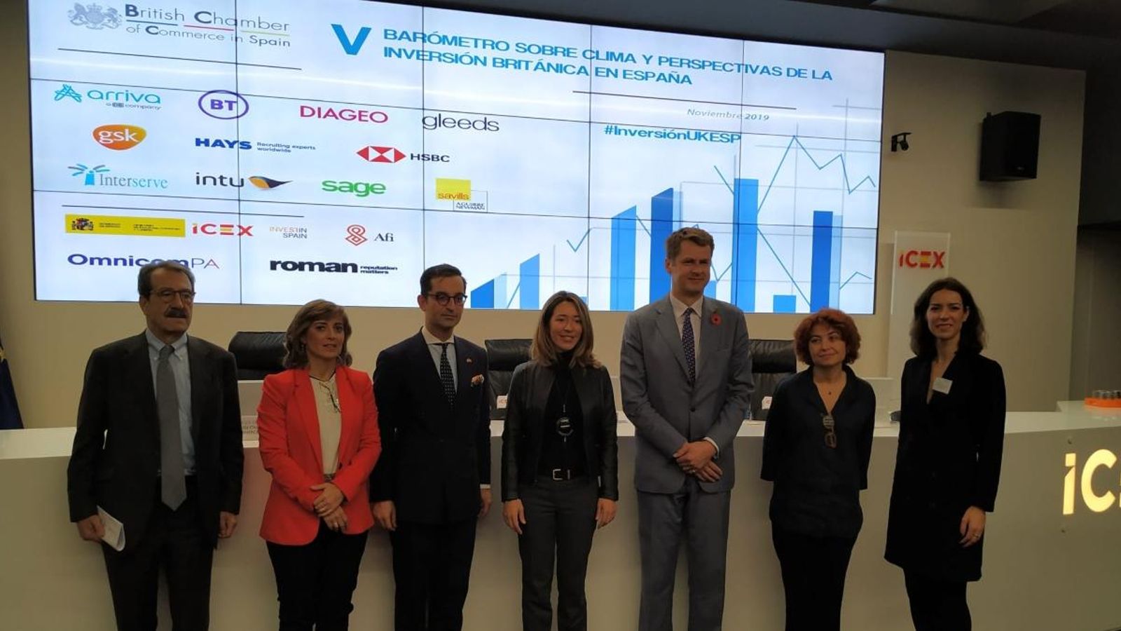 Presentació del cinqué baròmetre de la inversió britànica a Espanya, en la seu d’ICEX, Madrid