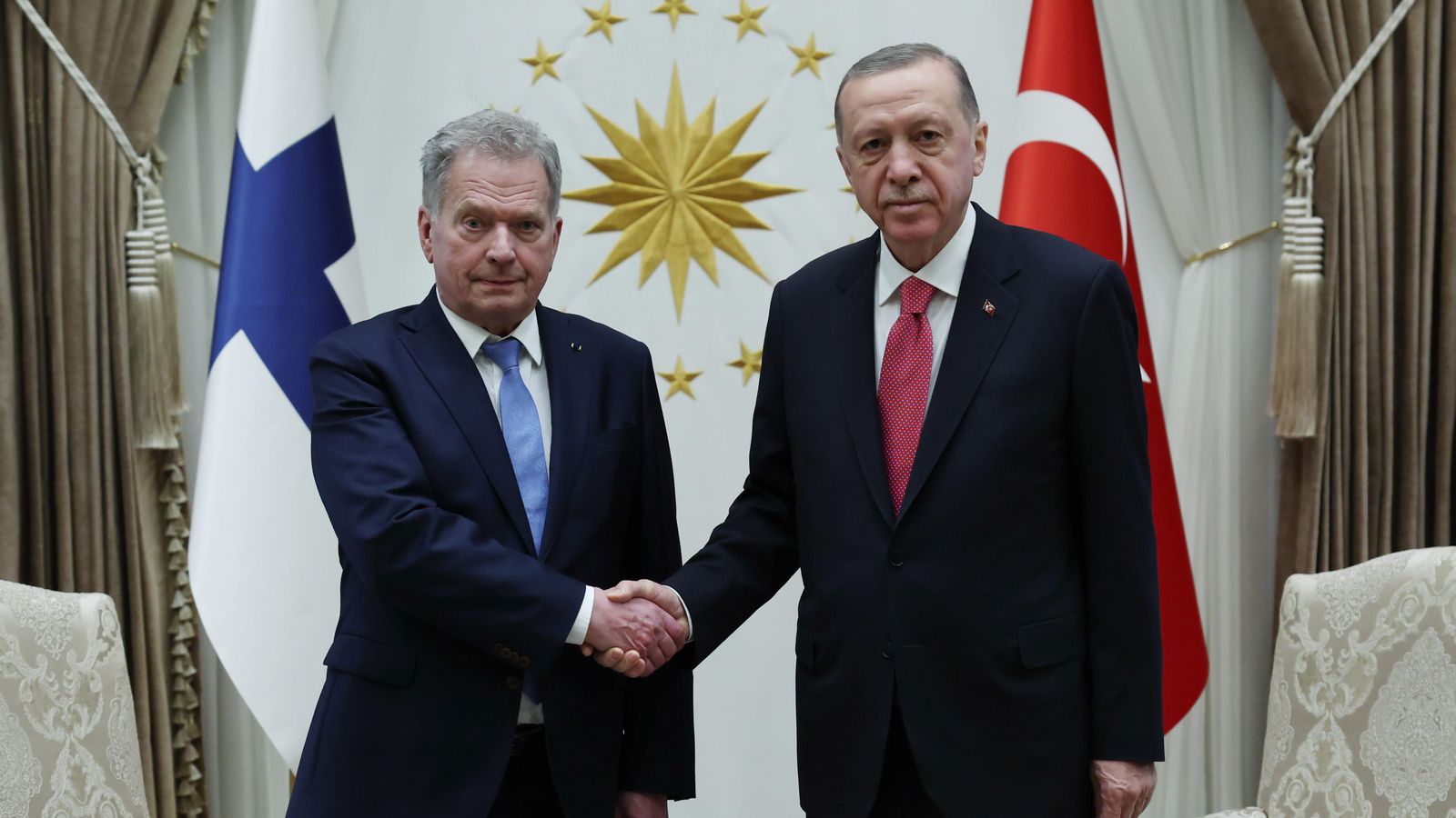 El president finlandés Sauli Niinistö i el seu homòleg turc, Recep Tayyip Erdogan, a Ankara