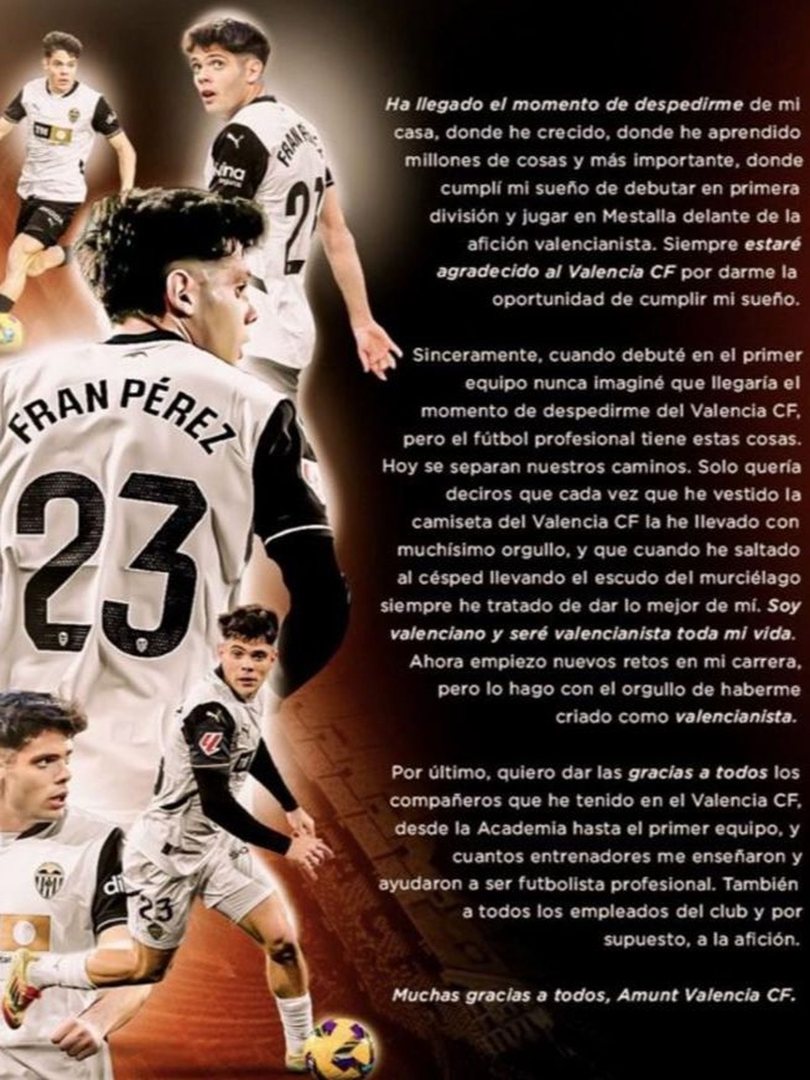 Carta de comiat de Fran Pérez