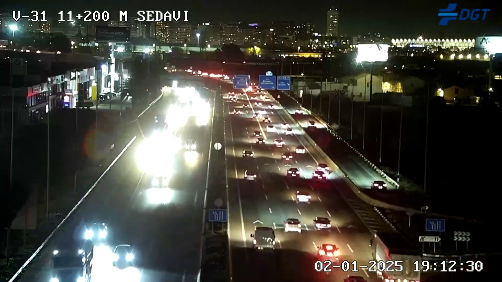 Estat de la V-31 que ha patit retencions este dijous de vesprada