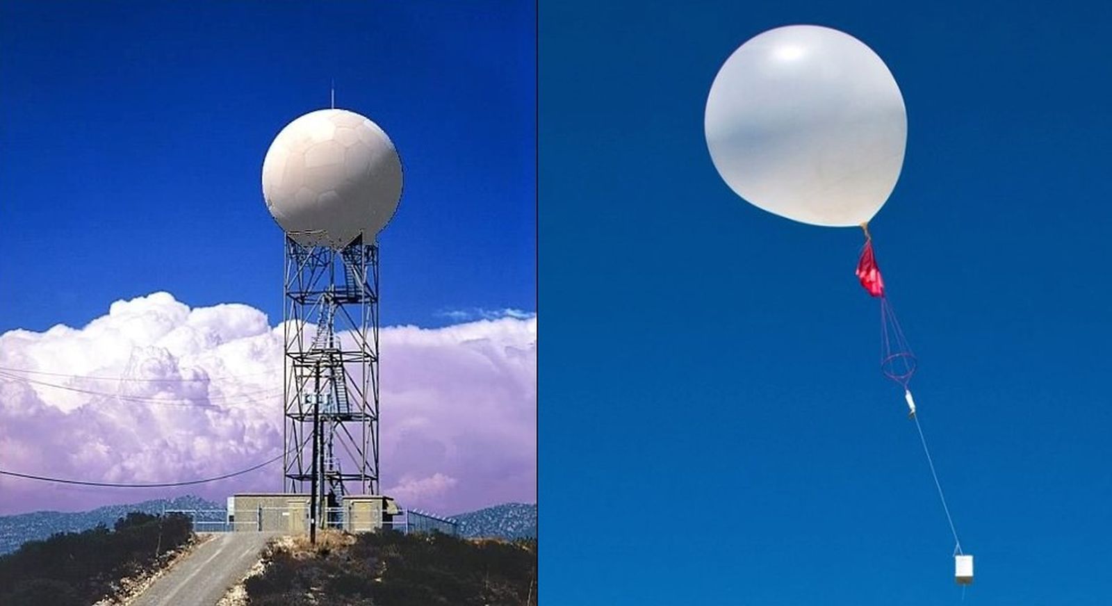 Radar (esquerra) i radiosonda (dreta)