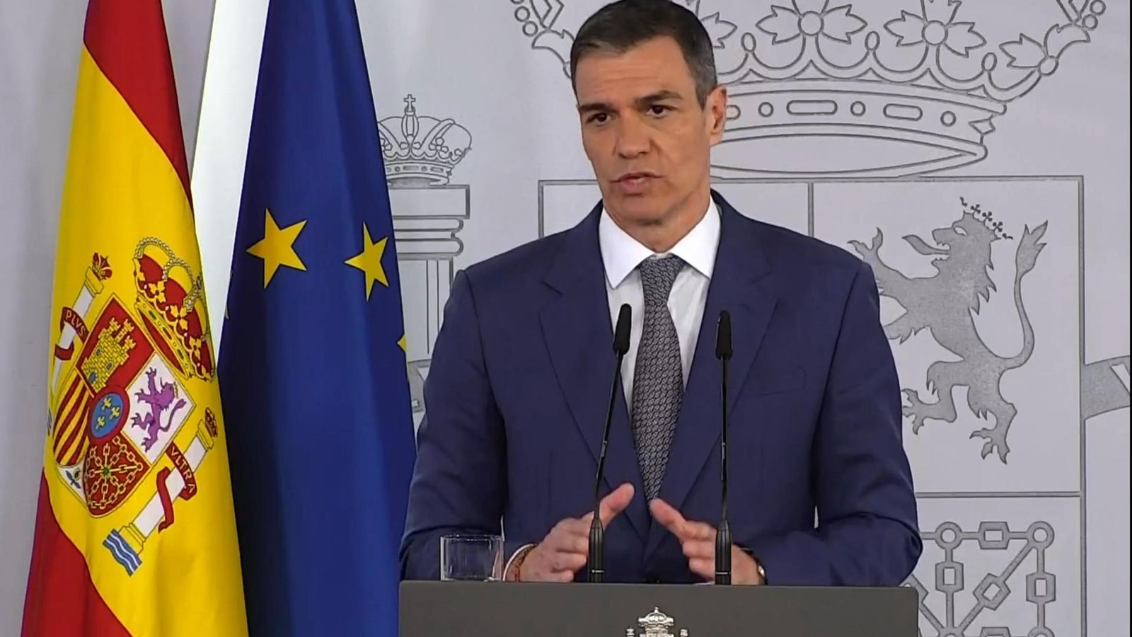 Sánchez, este dilluns a la nit en una compareixença des del Palau de la Moncloa