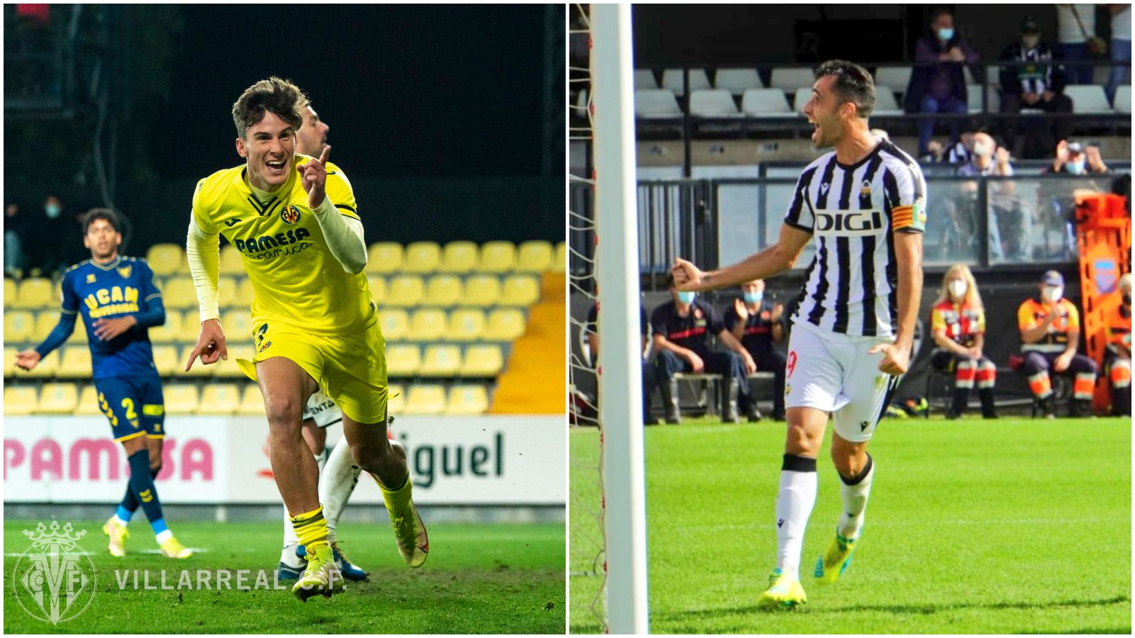 Collado i Cubilals celebren un gol