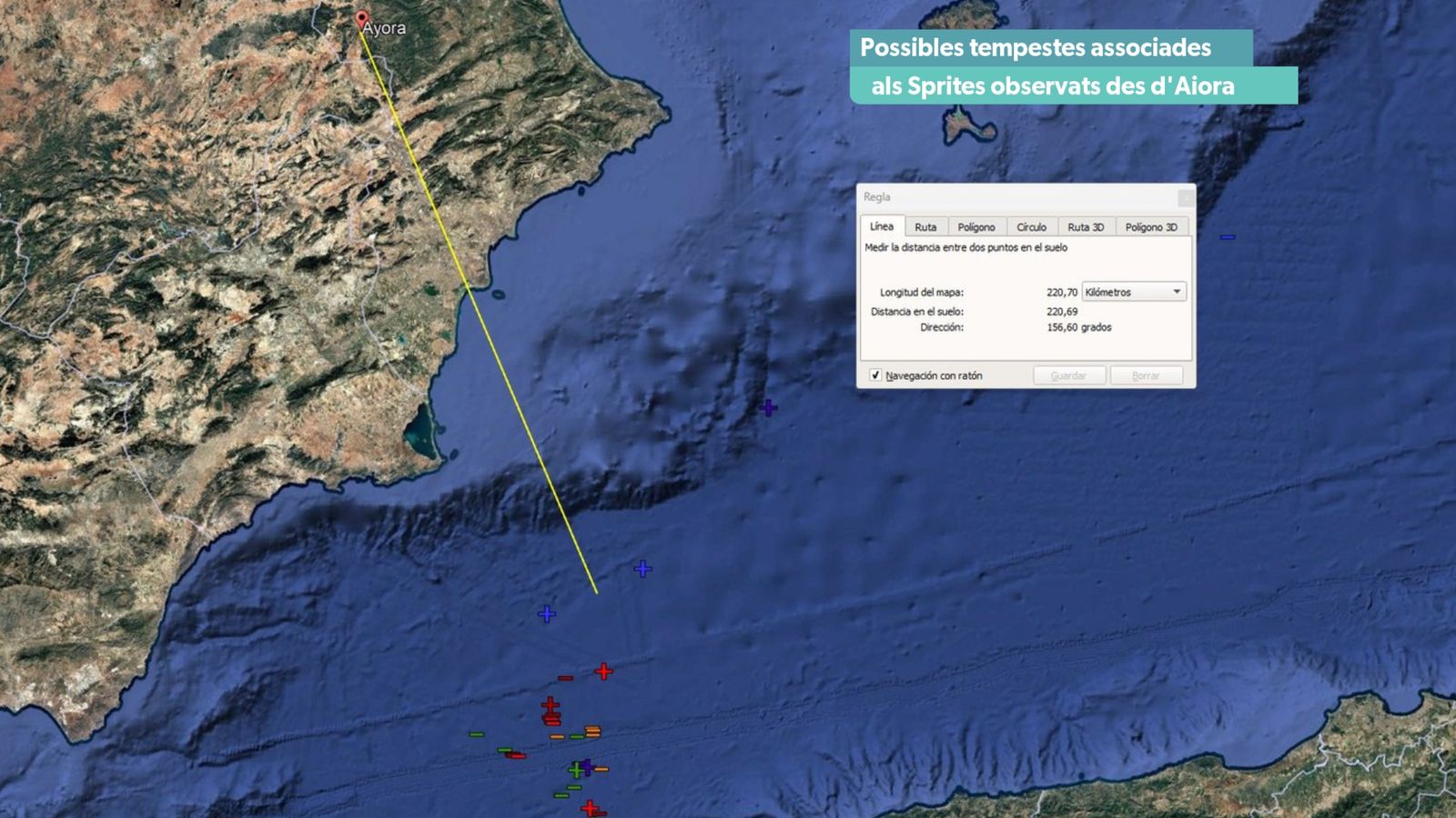 Tempestes associades als sprites o donyets observats.