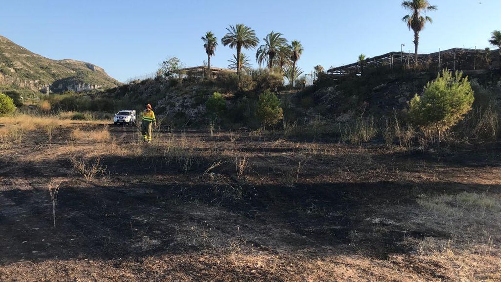 La zona afectada per l'incendi de Cullera