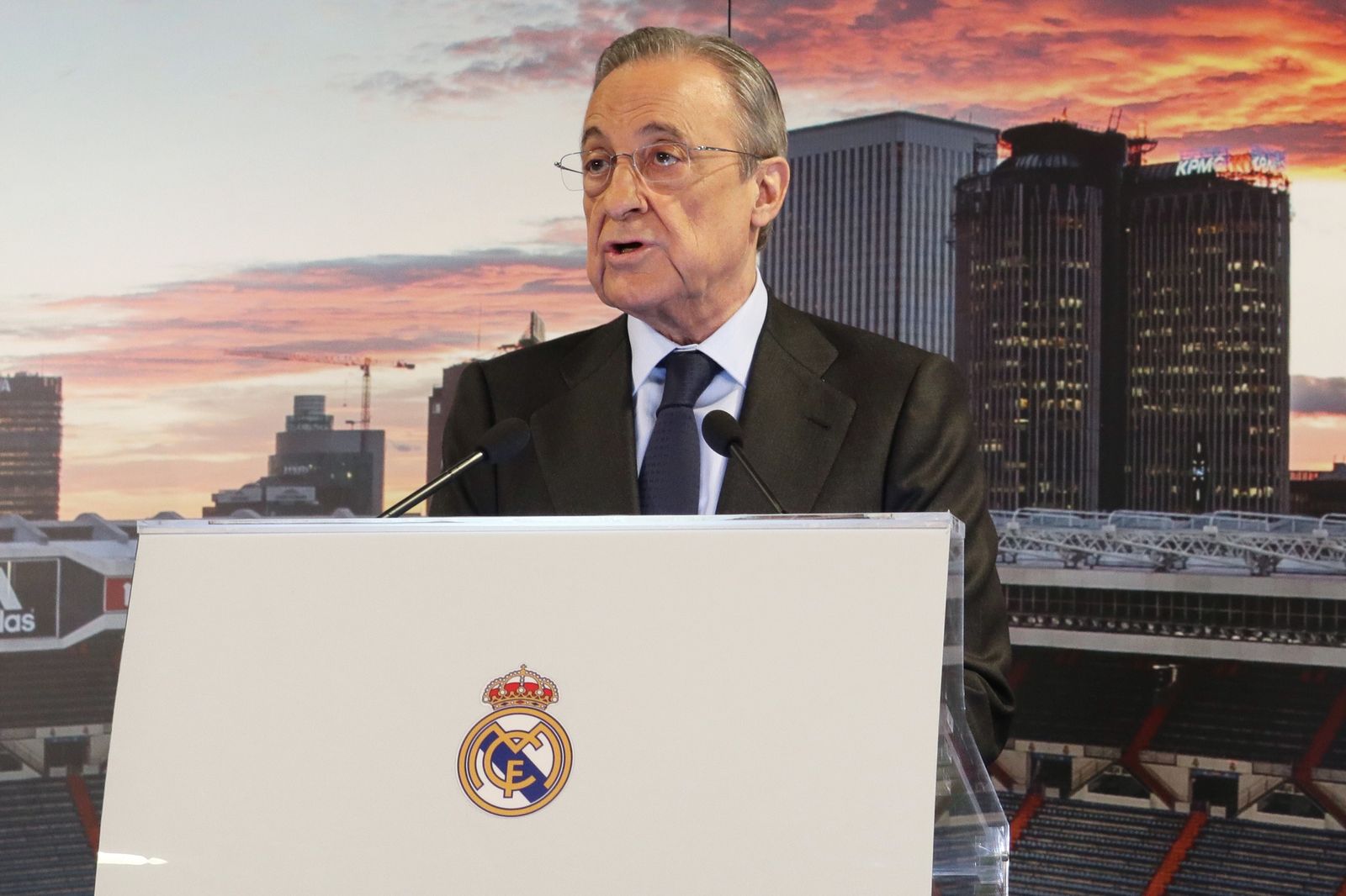 El president del Reial Madrid i de la nova Superlliga, Florentino Pérez