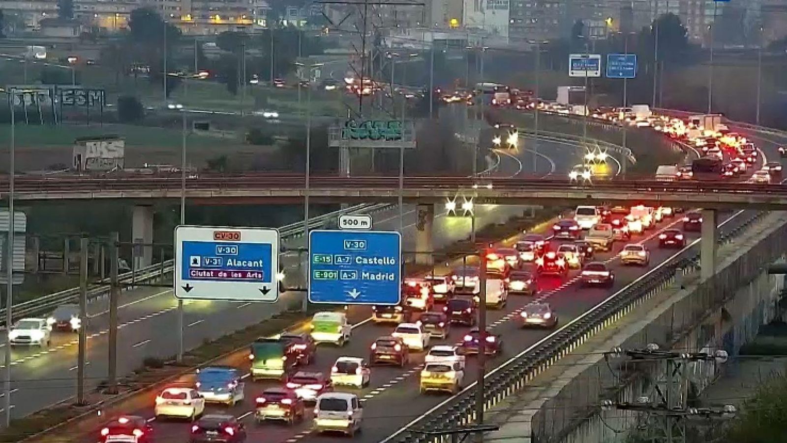 Congestió en hora punta este dimarts a València