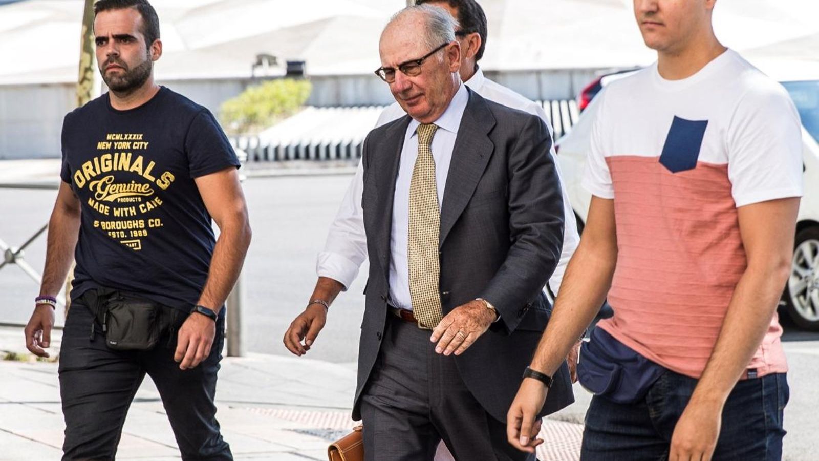 L'exvicepresident del govern, Rodrigo Rato, en arribar als jutjats madrilenys de la plaça de Castilla