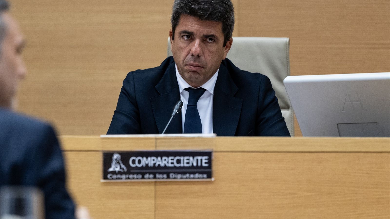 Carlos Mazón durant la seua primera compareixença davant la comissió de la dana del Congrés el novembre passat