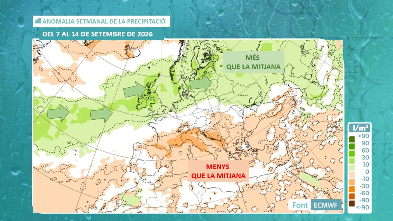ANOMALIA DE PRECIPITACIONS DEL 7 AL 14 DE SETEMBRE