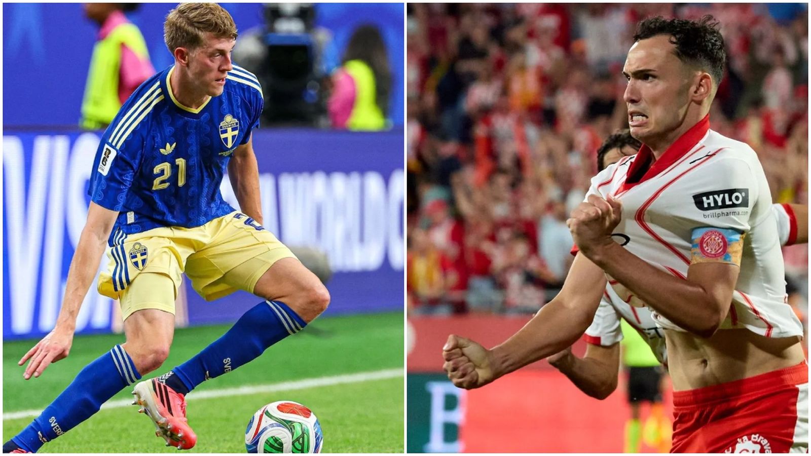 Bernhardsson és un extrem del i Arnau Martínez, a la dreta, lateral del Girona