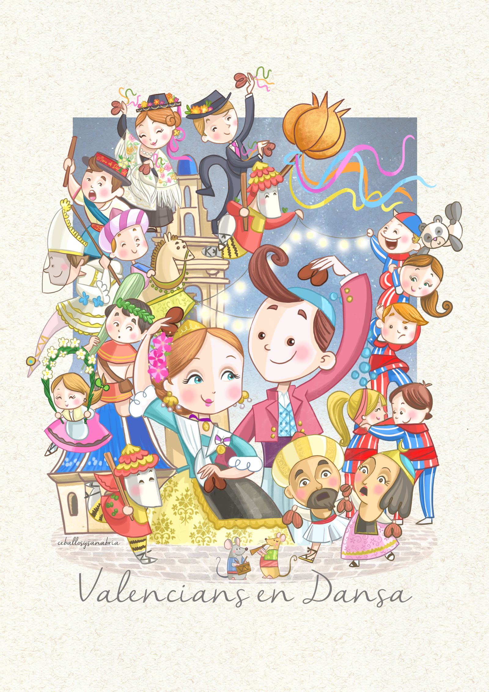 Esbos de la falla municipal infantil de València per a les falles 2023, ‘Valencians en dansa’, de Ceballos & Sanabria