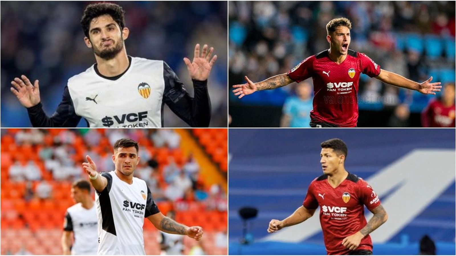 Els jugadors que ocupen la davantera del València Els jugadors que ocupen la davantera del València