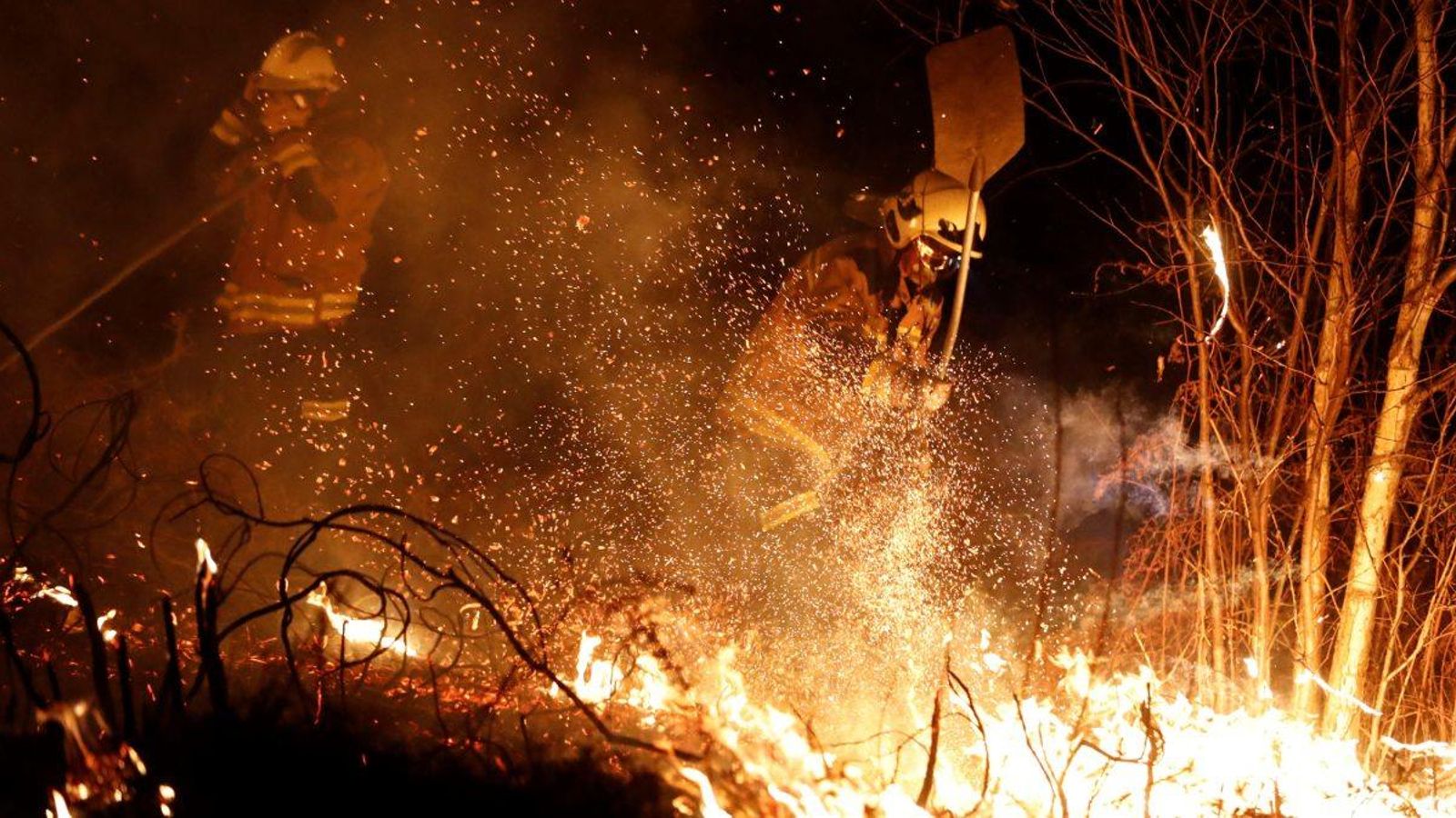 Els bombers lluiten contra les flames a Labares (Astúries)