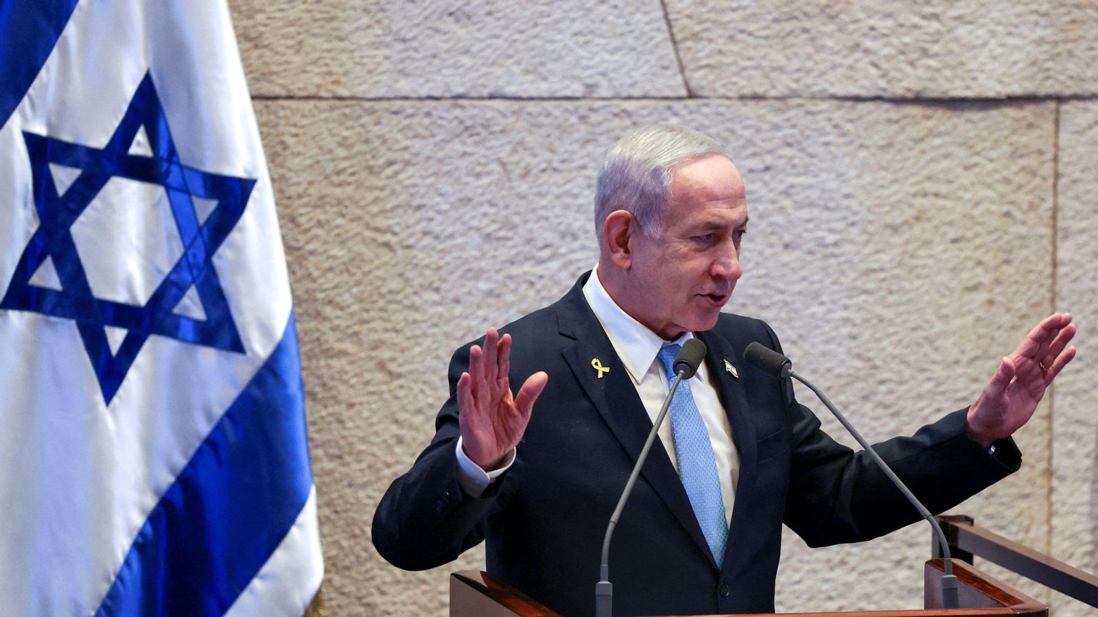 El primer ministre israelià, Benjamin Netanyahu, en una compareixença