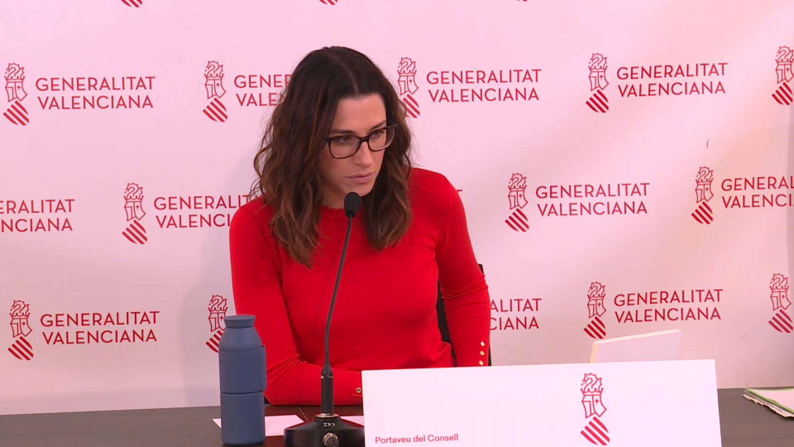 La vicepresidenta del Consell, Aitana Mas, en la roda de premsa posterior al ple del Consell