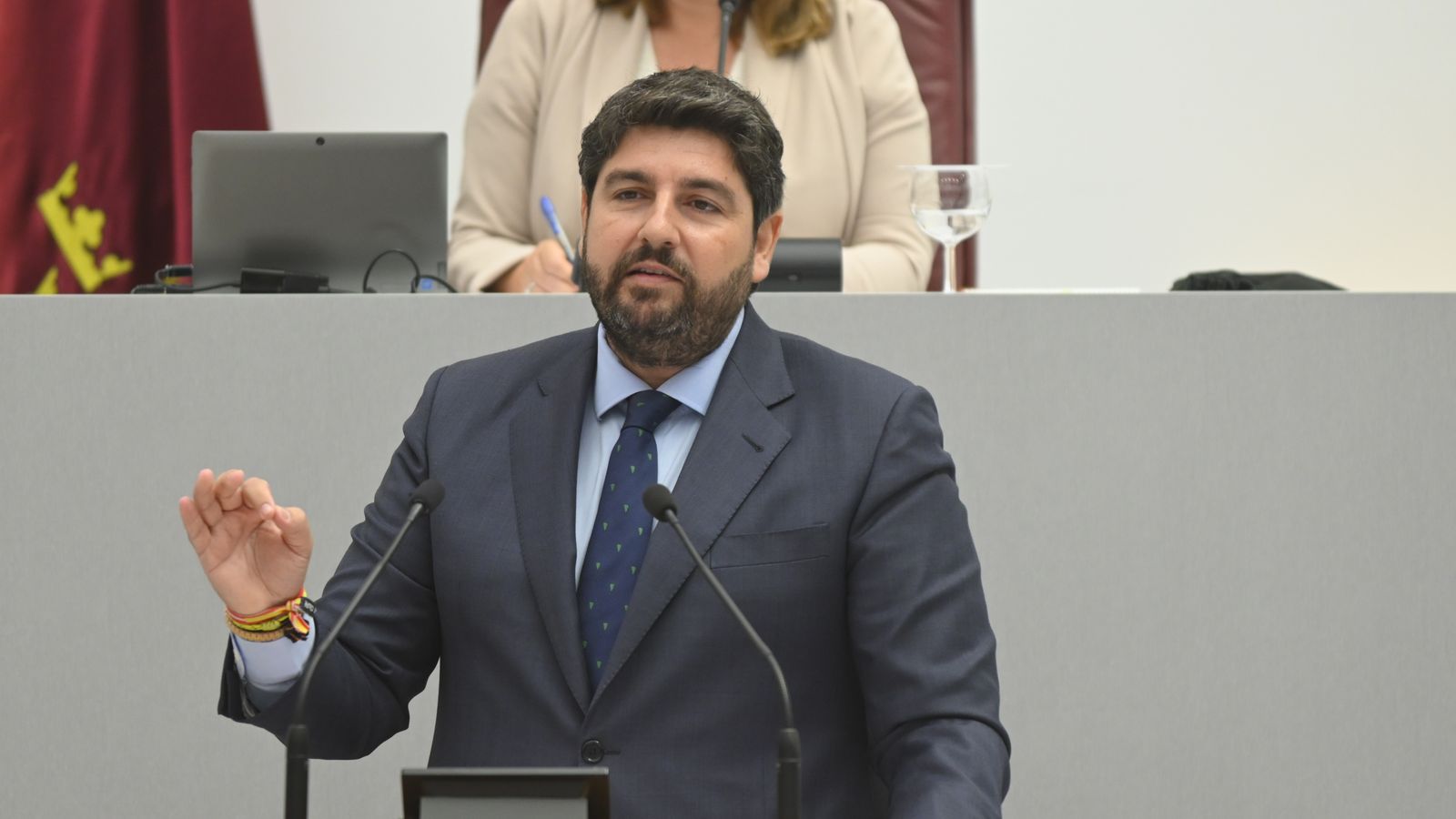 El candidat del PP, Fernando López Miras, en la primera sessió d'investidura