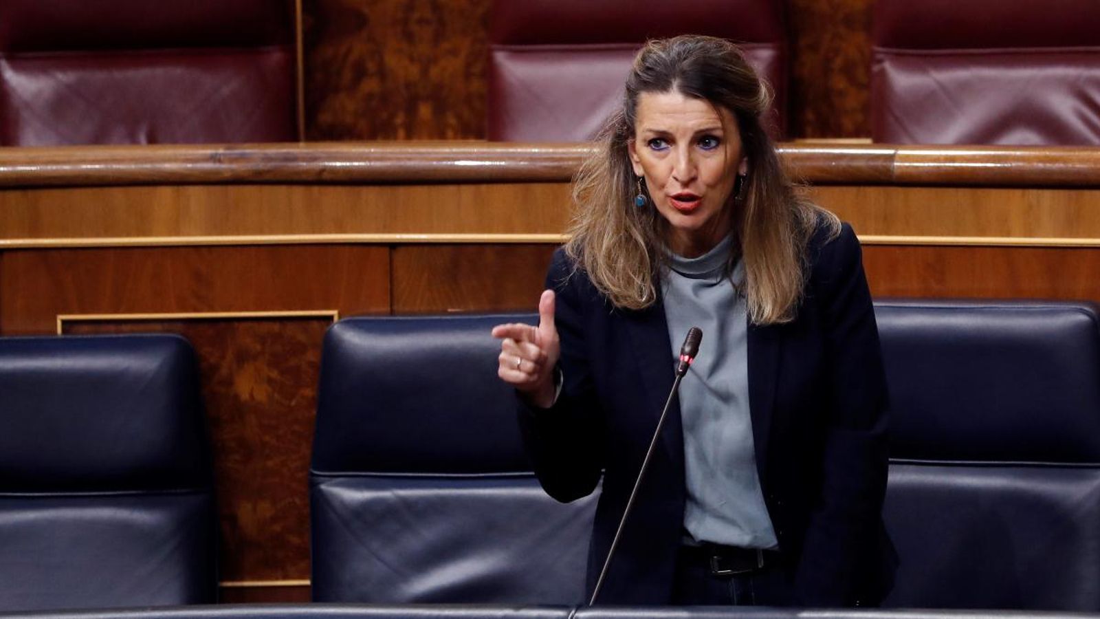 La ministra de Treball, Yolanda Díaz, durant una comissió del Congrés