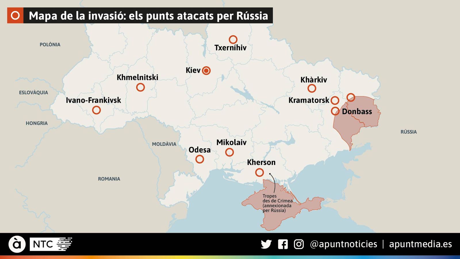 Regions ucraïneses atacades per Rússia