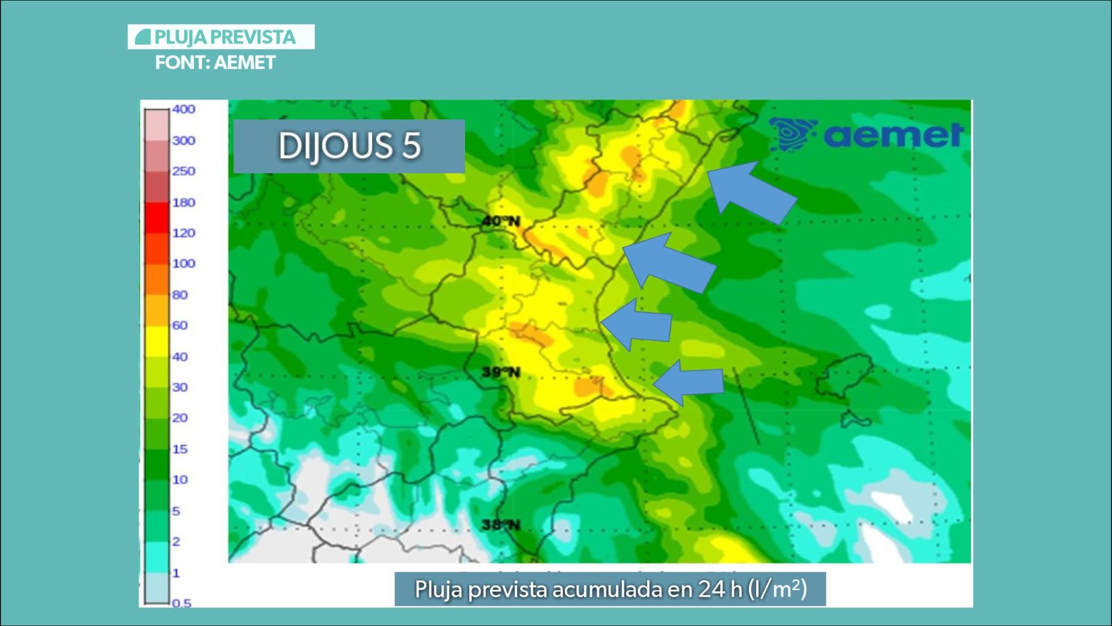 Pluja prevista per a dijous