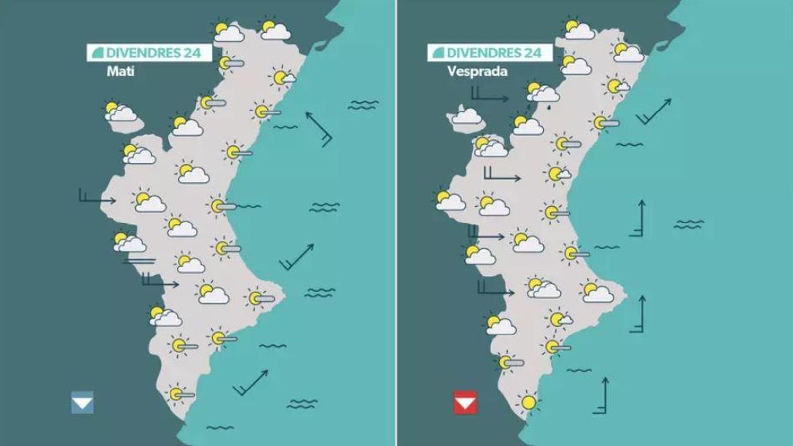 La previsió este divendres 24 d'octubre
