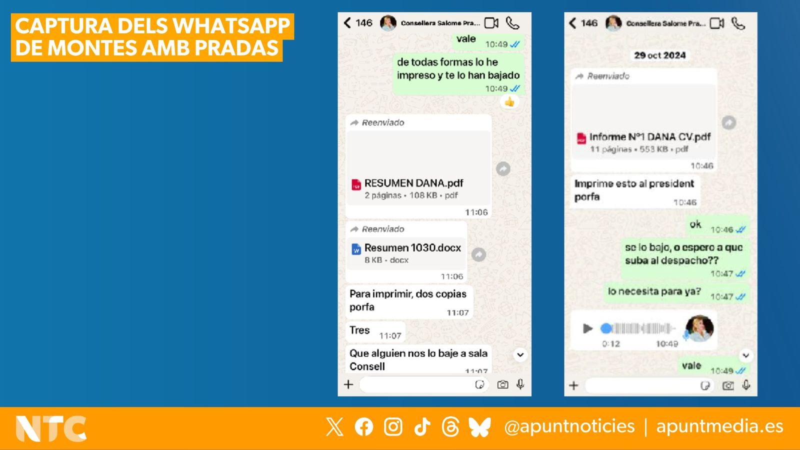 Captura dels WhatsApp de Montes amb Pradas