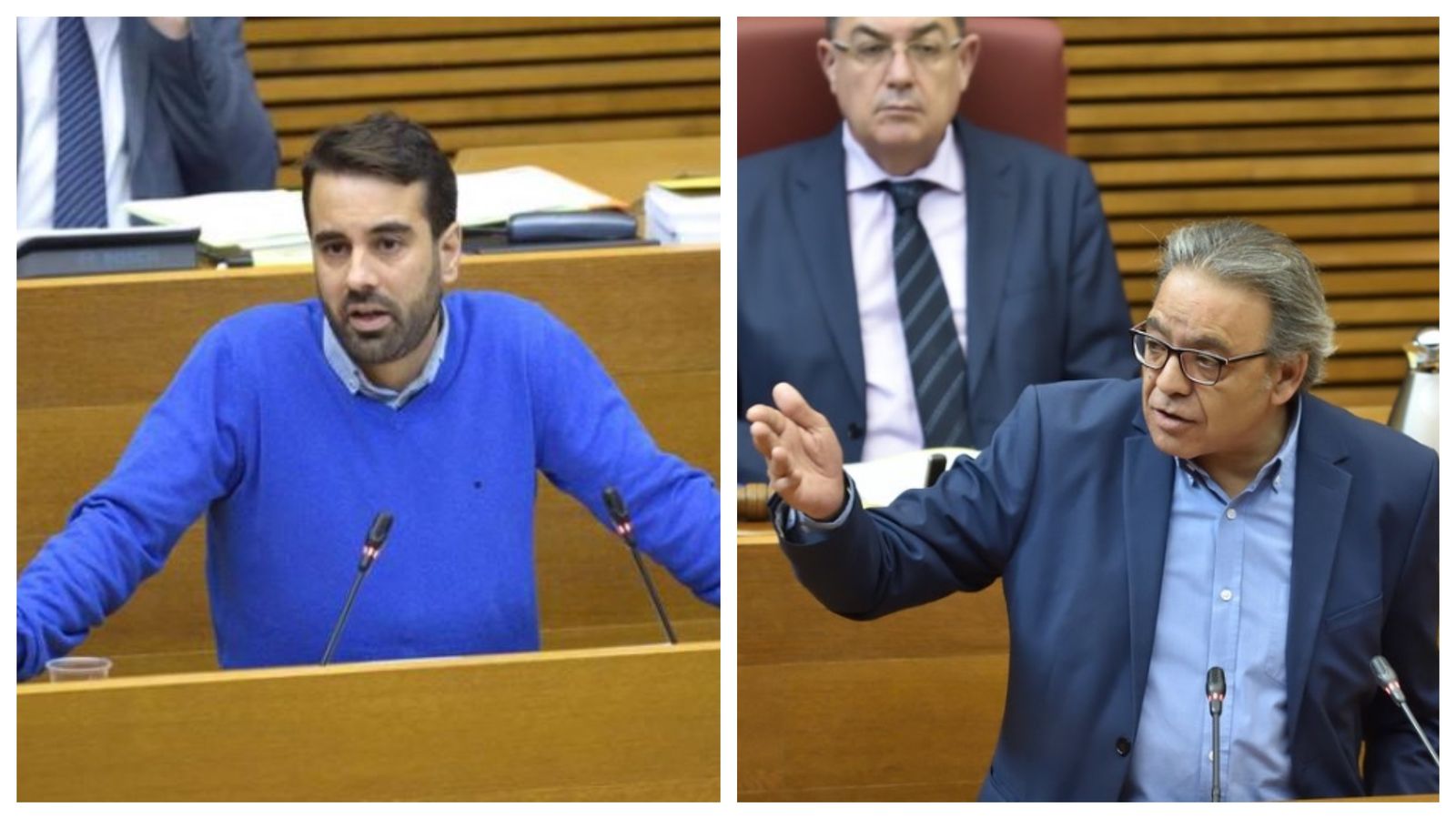 José Muñoz (esquerra) i Manolo Mata (dreta) durant una intervenció a Les Corts