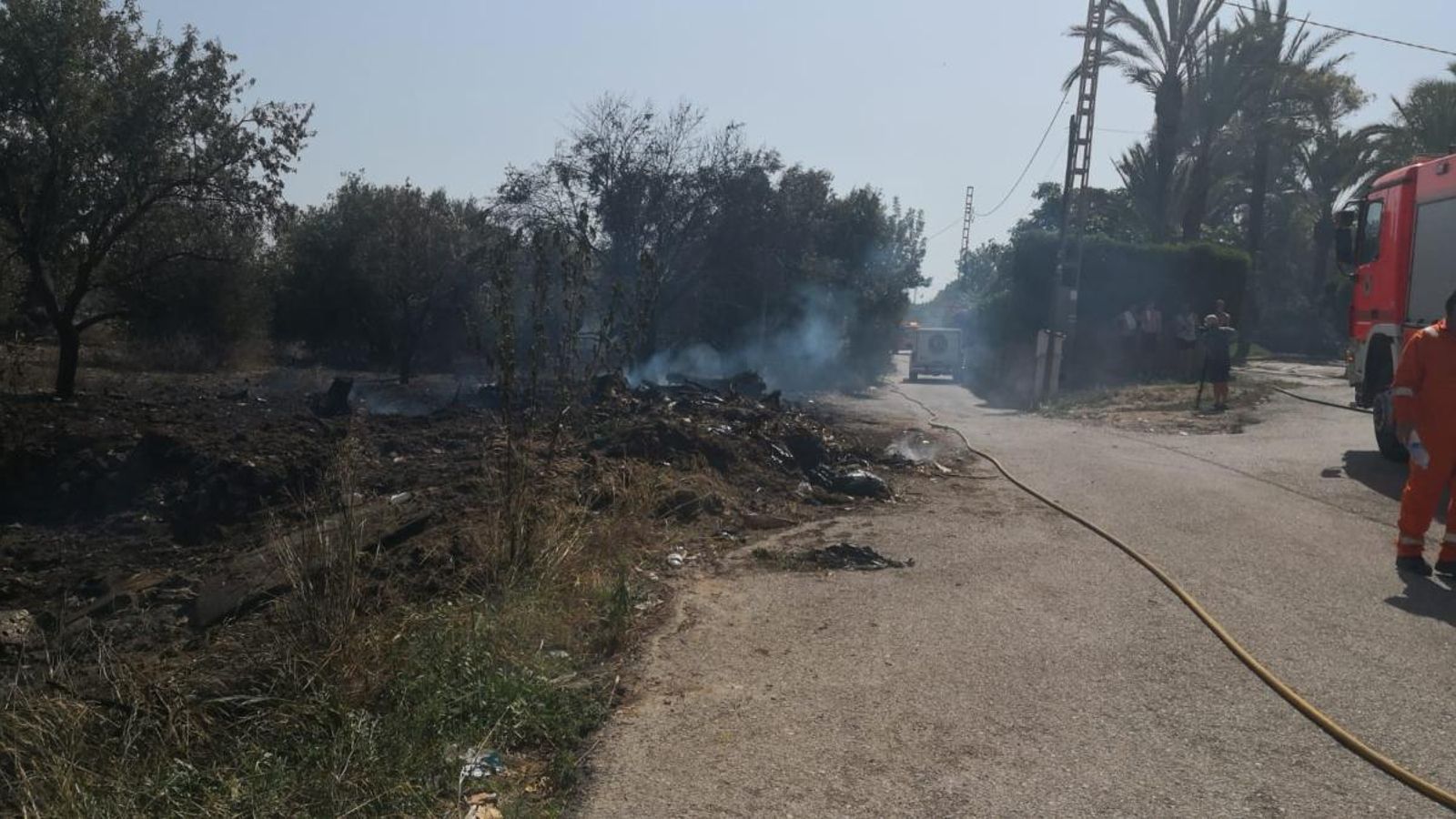 Zona de vegetació on s'ha produït l'incendi de Godella.