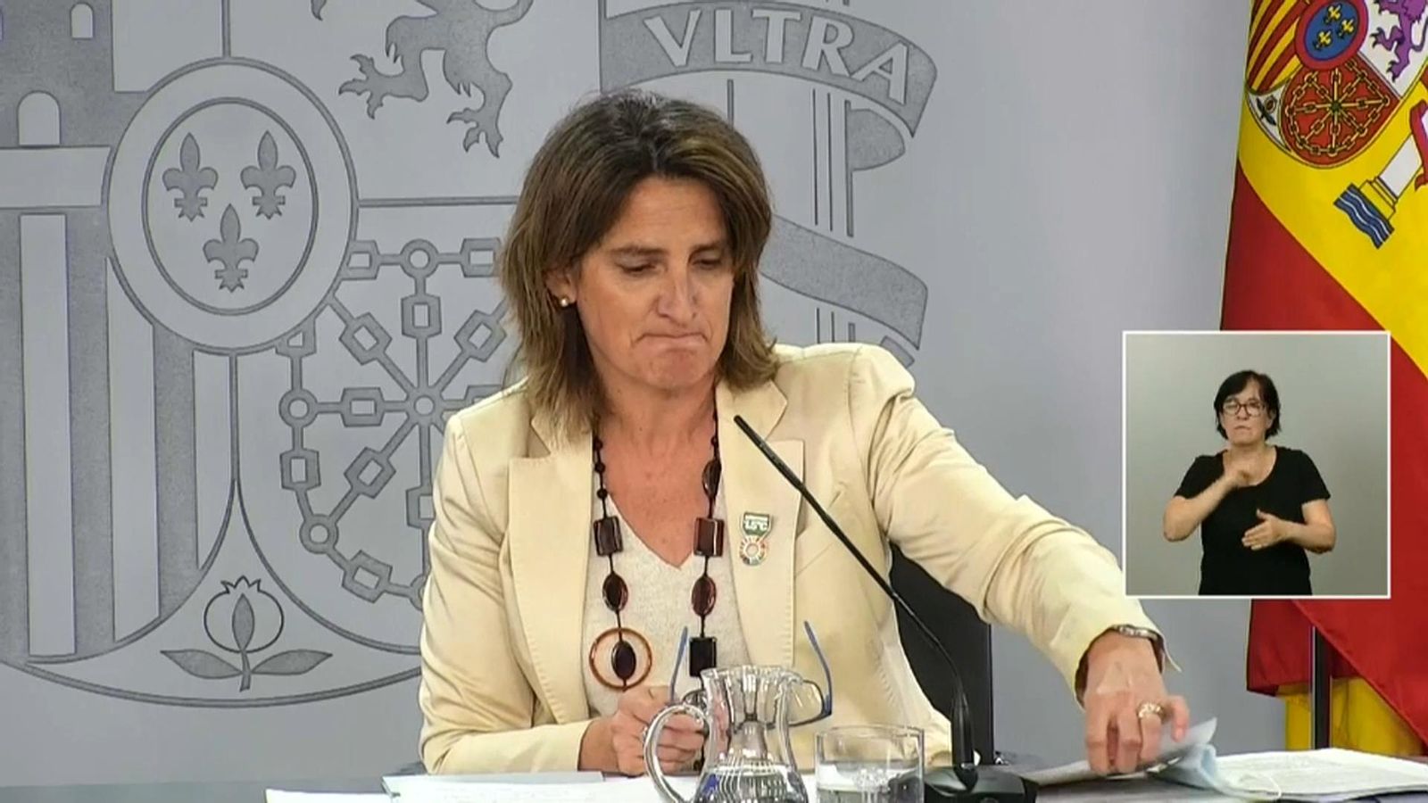 Teresa Ribera, hui, durant la roda de premsa posterior al Consell de Ministres.