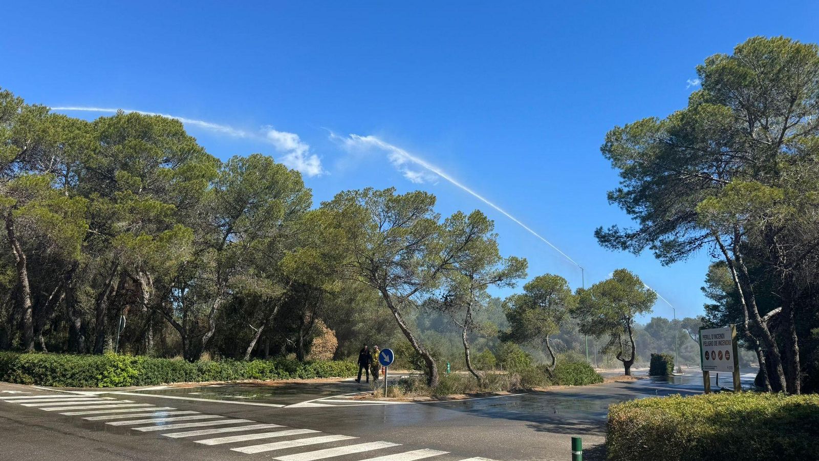 Dos dels huit primers canons d'aigua que han entrat en funcionament este dijous per a protegir la massa forestal de l'Albufera